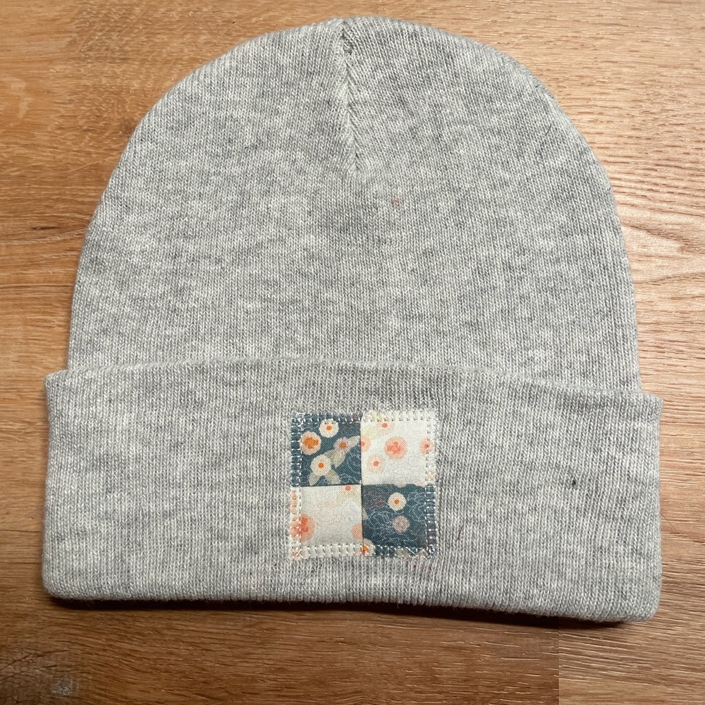 Gray Patchwork Beanie